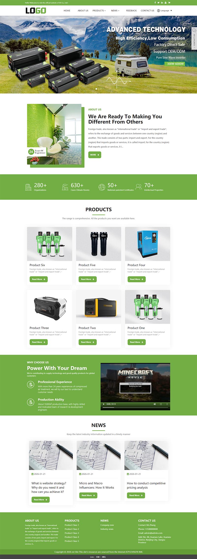 (自适应手机端)电源设备外贸网站模板 多语言电子设备pb网站源码带自动翻译功能